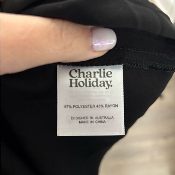 Charlie Holiday Black Pull On Midi Skirt With Side Zipper Size 2 - Picture 7 of 7